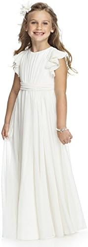 LuckyHouses Girl's First Communion Dress Juniors Long Bridesmaid Dress (2, Ivory)