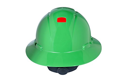 3M Full Brim Hard Hat H-804V-UV, Green 4-Point Ratchet Suspension, Vented,with Uvicator