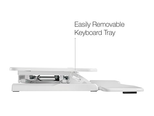 Standing Desk Converter Computer Table: Stand Up Desk Riser - Sit Stand Desk - 37" Wide Dual Monitor Desktop for Standing Desks - Height Adjustable Desk Workstation Converts to a Standup Desk - White