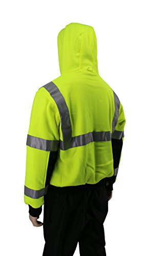 Brite Safety Style 5010 Hi Viz Sweatshirts for Men or Women | Safety Hi Vis Hoodie, 2-Tone Sweatshirt | Thermal Liner, Full Zip 16oz, with 3M Reflective Tape | ANSI 107 Class 3 (XL)