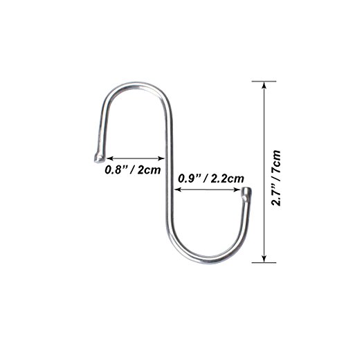 Cualfec 40 Pcs S Hooks Stainless Steel Heavy Duty Hooks for Kitchen Pot Rack to Hang Pots and Pans, Kitchen Towels, Kitchen Utensil, Idea Kitchen Organization Kitchen Storage Supplies