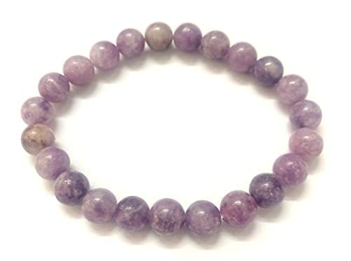 CRYSTALMIRACLE LEPIDOLITE BEADED ROUND 8 MM BRACELET CRYSTAL HEALING FASHION GIFT ENERGY PEACE WELLNESS HANDCRAFTED ACCESSORY