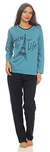 Langer Damen-Pyjama Schlafanzug Nachtwäsche in Verschiedenen Modellen Warme Leichte Baumwolle Trends 2017 Grösse 36/38 bis 48/50 Lieferbar