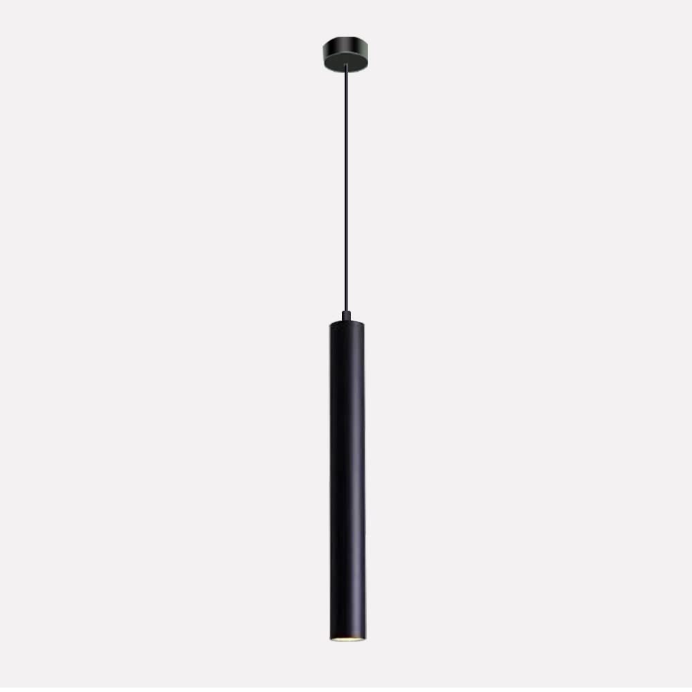 Vecys 1PCS Modern Black Cylinder Pendant Light with 3W COB Patch LED Light Long Tube Chandelier φ4*30.5CM for Indoor Kitchen Island Dining Room Shop Bar Counter