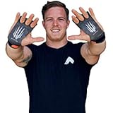 Bear KompleX 3 & 2 Hole Carbon Hand Grips for Gymnastics & Crossfit, Pull-ups, Weight Lifting. WODs w, Wrist Straps. Comfort & Support-Hand Protection from Rips & Blisters. (Small, 3-Hole)