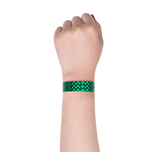 Ouchan Holographic Plastic Wristbands Green- 100 Pack Wristbands for Events Parties