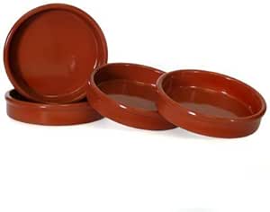 Set of 4 Rustic Cazuela Clay Pans - 6 inch/ 15 cm