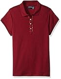 Nautica Girls' Uniform Short Sleeve Polo with Ruffle Placket