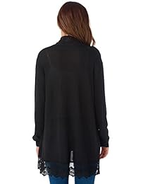 Myobe   Suéter tejido abierto al frente, de mangas largas, con encaje, elegante, para mujer