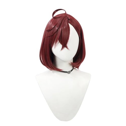 KAPVXRKI Short Cosplay Wig for Women Red Short Bob Hair Wig with Bangs Halloween Costume Wigs Fashion Full