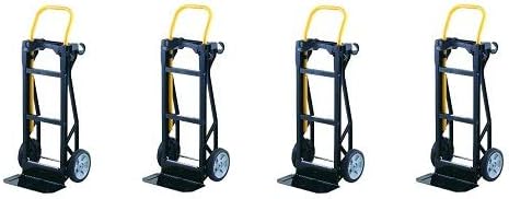 Harper Trucks Lightweight 400 lb Capacity Glass Filled Nylon Plastic Convertible Hand Truck and Dolly (4-(Pack))