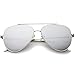 zeroUV Mirrored Oversized Aviator Sunglasses for Women and Men, Metal Frame & UV400 with Large Flat Mirror Lens 58mm (Silver/Silver Mirror)