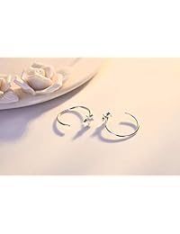 IminiJewelry - Pendientes de aro de plata de ley 925, diseño de estrella, para mujeres, adolescentes, niñas, cartílago, orejas sensibles, pequeños aros