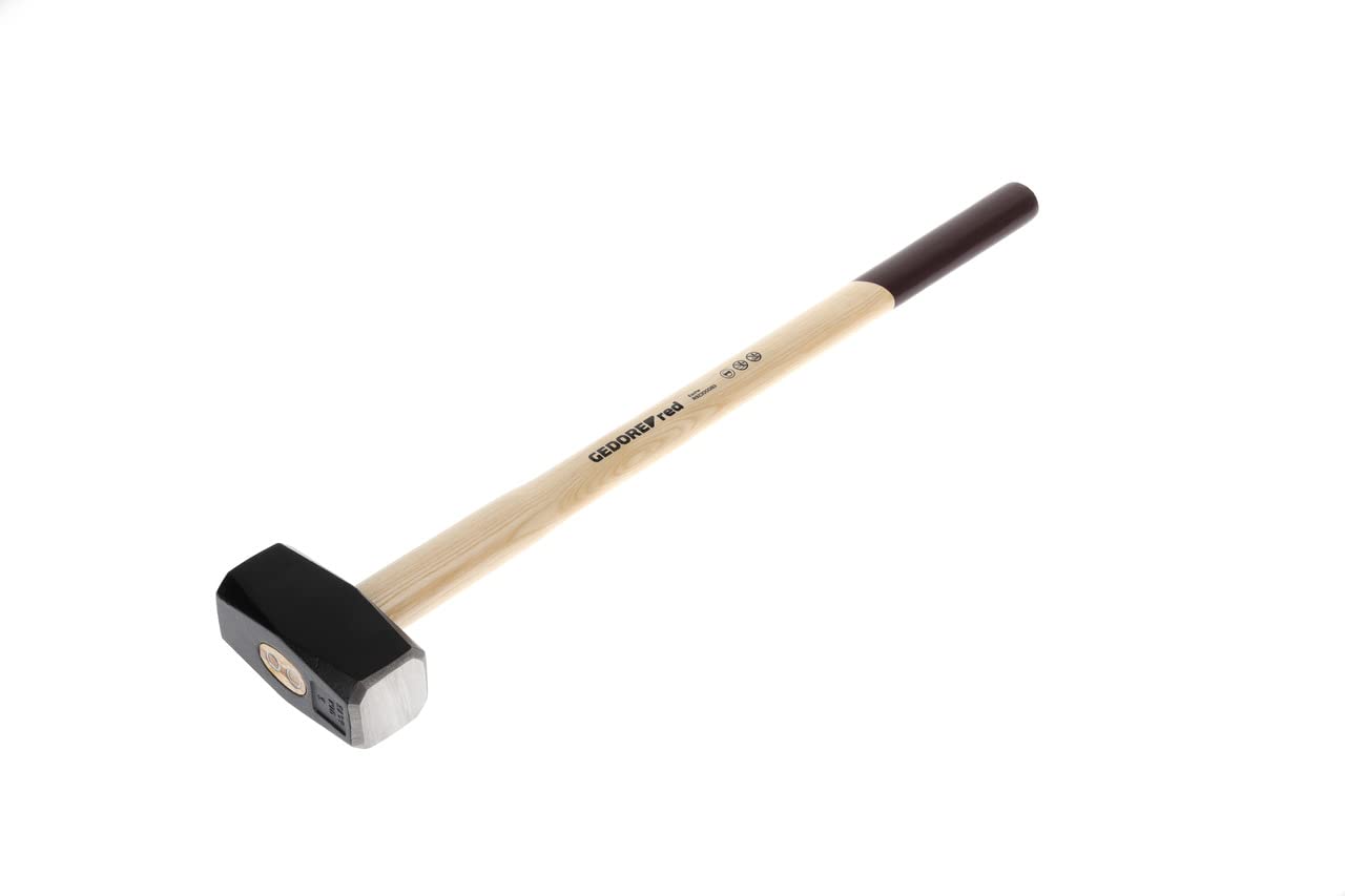 GEDORE red Sledgehammer with wooden handle, 5000 g head weight, Hammer with ash wood handle, Tool, Forged, Ring wedge, R92200083