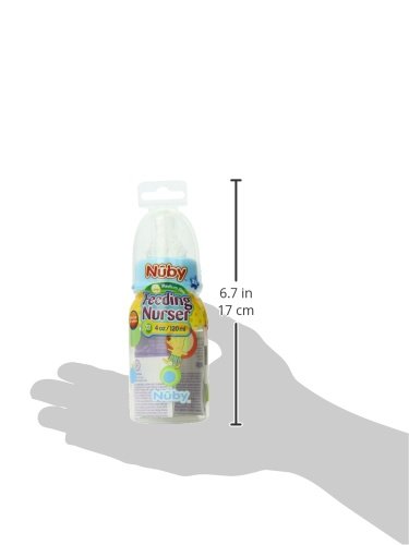 Nuby Printed Non-Drip Bottle, 4 Ounce, Colors May Vary