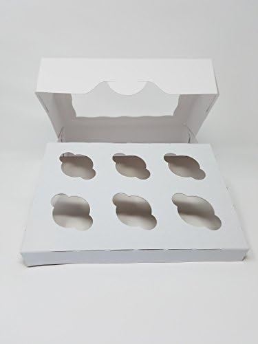 10 White Bakery Boxes With Window- Eco-friendly- 10x7x2.5 in- With Mini Cupcake Inserts