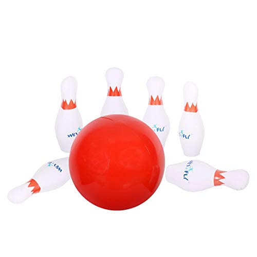 WEY&FLY Giant Inflatable Bowling Game Set - Jumbo Size - 6 27" Pins and 1 24" Ball and 1 Pump, Giant Indoor and Outdoor Game, Fun for Kids of All Ages, A Great Party Game for Kids and Family