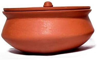 AryanCraft Organic Clay cooking pot/Clay Handi with Lid- Only Designed for Dahi & Biryani & Dal Samber (650ML)
