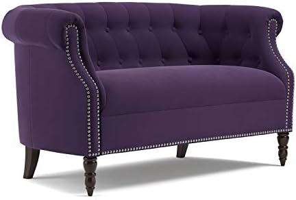 Plum Purple Velvet Loveseat Solid 