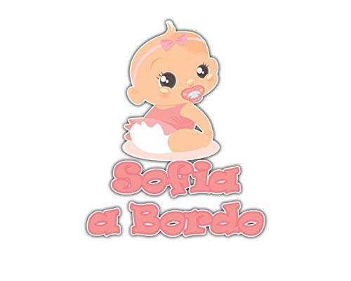 GamesMonkey Sticker Baby Girl on Board - Sofia - Custom Name 12 CM - Female - Stickers Car Exterior Glossy Vinyl