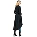 City In Left Women' s Slim Long Dovetail Turn-Down Collar Trench Coats (XX-Large, Black)