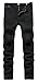 Men's Black Ripped Skinny Distressed Destroyed Slim Jeans Pants with Holes,Black,W34