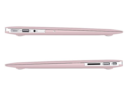 UESWILL Smooth Soft-Touch Matte Hard Shell Case Cover for MacBook Air 13" (Model: A1466/A1369) + Microfibre Cleaning Cloth, Rose Quartz
