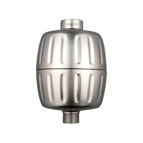 Aquabliss SF500 Daily Essential+ Shower Filter - Brushed Nickel | Heavy-duty shower filter, coconut shell carbon, reduces chlorine and sediment, sediment guards included, SF500