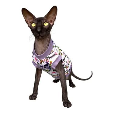 Kotomoda Cat's T-shirt Lilac sculls for Sphynx and naked cats (Large)