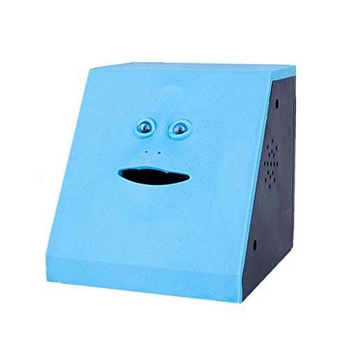 Wefond Novelty Coin Money Eating Musical Face Bank Automatic Money Saving Collection Piggy Bank for Kids Children (Blue Flat)