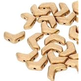 30 Chevron Duo Czech Glass Beads. Huge Selection of Colors and FINISHES (Bronze Pale Gold)