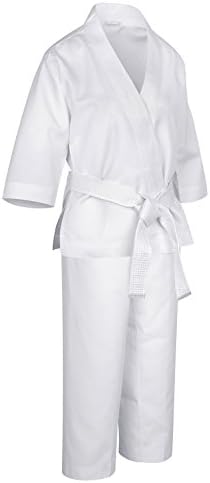 HAIVIDO Karate Uniform with Belt Light Weight Elastic Waistband&amp; Drawstring White for Kids Training