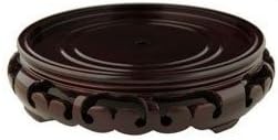 Asian Round Carved Wooden Stand 1.0"
