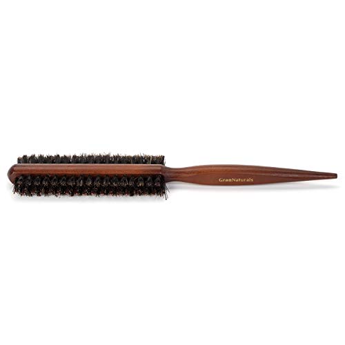Double Sided Teasing Brush - Boar & Nylon Bristle Teaser Comb with Rat Tail Pick for Hair Sectioning for Edge Control, Backcombing, Smoothing, and Styling Thin & Fine Hair to Create Volume