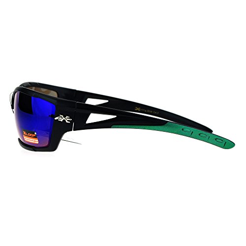 Xloop Mens Sports Sunglasses Wrap Around Rectangular Frame UV 400 Black Green