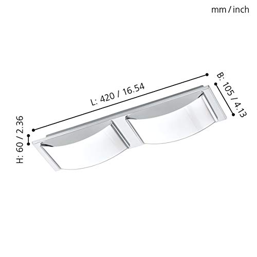 EGLO LED Deckenleuchte Wasao 1, 2 flammige Wandlampe Bad, Badezimmer Lampe aus Edelstahl in Chrom und lackiertem Glas in… – Bild 4