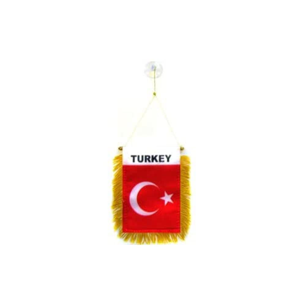 AZ FLAG - Turkey Mini Banner - 6'' x 4'' - 100% Polyester Turkish Small Pennant for Car - Double-sided Flag with Suction Cup Hanger — image 1
