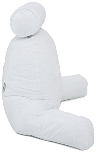 Husband Pillow White COVER ONLY - For the Bedrest Cover Set - Support Bed Backrest Covers, Micro Plush Cover Including Detachable Neck Roll Pillow Cover