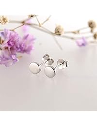 HANFLY - Pendientes de plata de ley con lunares, pequeños y redondos