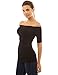 PattyBoutik Women Off Shoulder Elbow Sleeve Top (Black Medium)