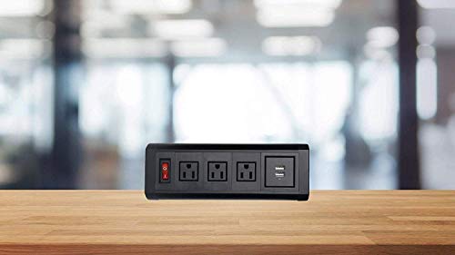 Desktop Clamp Power Socket with 2 USB Ports, Removable Mount Multi-Outlets with Switch, Desk Power Bar Station Connect 3 Plugs for Reading Home Office
