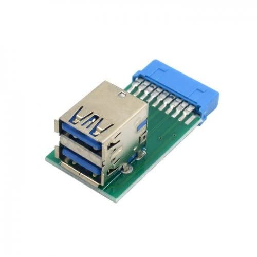 Multibao Dual USB 3.0 Adapter Vertical 2 USB 3.0 A Type Female to Motherboard 20 Pin Box Header Slot Adapter