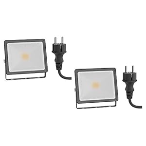 ledscom.de LED tuinspot FLIN, buiten, IP66, stekker, zwart, 11,5 W, 837lm, warm wit, 2st.