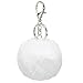 Kelly's Luxury SOft Faux Fox Fur Pom Pom Keychain Bag Purse Charm Silver Ring Fluffy Fur Ball PACK OF 12 (winter-12pack)