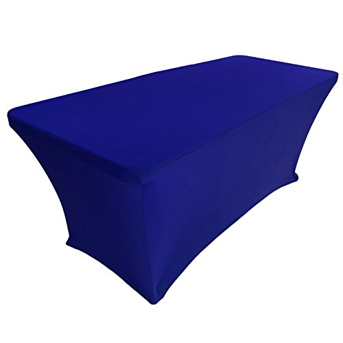 CB Accessories Stretch Table Cover 6ft Rectangular Fitted Spandex Full Length Tablecloth for Weddings, Conferences and Holiday Party (6 ft, Royal Blue)