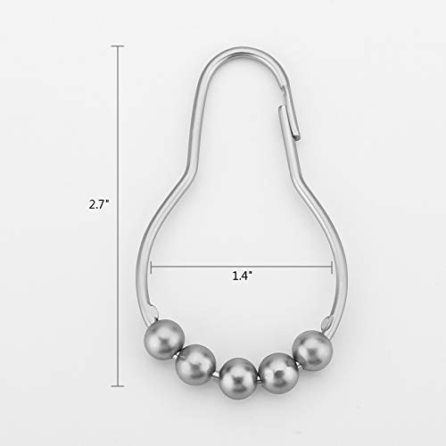 HAWATOUR 12Pcs Shower Curtain Rings, 100% Stainless Steel Shower Curtain Hooks Smooth Sliding and Operation - Brushed Nickel