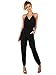 Romwe Women's Sexy Sleeveless Surplice Top Pocket Front Wide Tapered Romper Jumpsuit Black L