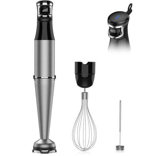 Stabmixer Handheld 3-in-1 1100W schnurgebundener Mixer für Küche mit Auslösegeschwindigkeitskontrolle, mit Schneebesen, Milchaufschäumer, Emulgator, p