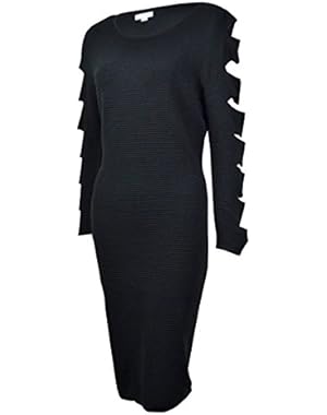 Women's Cutout Sleeve Ribbed Knit Sheath Sweater Dress