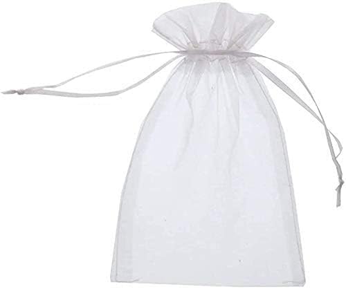 Dahi White Organza Pouches, Jewellery and Wedding Bags, Gift Bags (15 x 20 cm/50 Pieces)